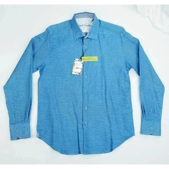 Robert Graham Size Small Classic Mens Linen Blend Brixton Embroidered Logo Shirt - Picture 1 of 10